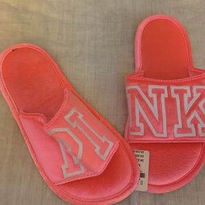 Fuzzy pink slippers